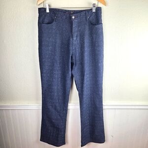 Women's vintage Bill Blass Navy Blue Sqauee Pattrrn Glitter Disco Pants Sz 10